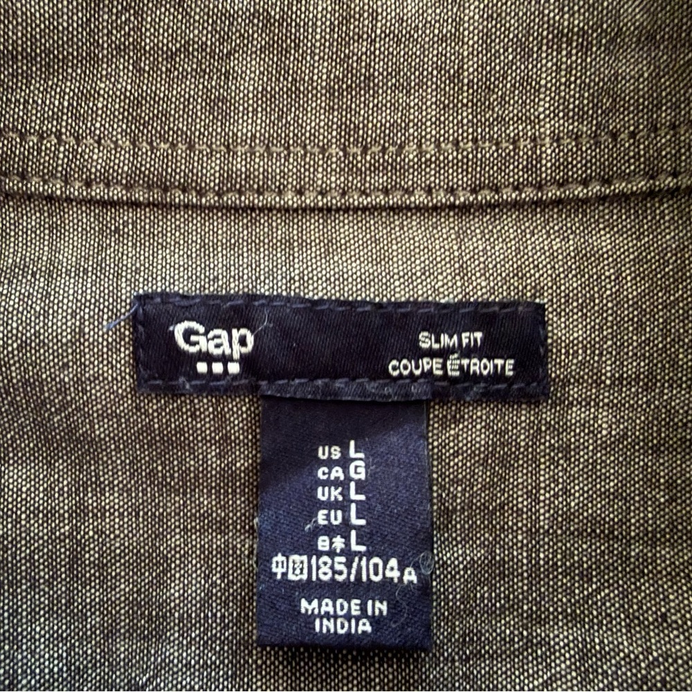 Chambray Black Washed Button Down Long Sleeve Shi… - image 2